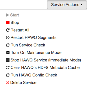 HAWQ Service Actions